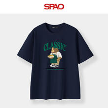 SPAO 纯棉短袖T恤 藏青#品尝热狗