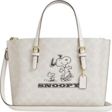 [七夕礼物]COACH/蔻驰奥莱女士COACH X PEANUTS 白色MOLLIE托特包1688元