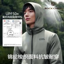 Rock Cloud ROCKCOLUD薄款户外登山轻薄防晒衣男士跑步连帽显瘦简约百搭外套27.28元