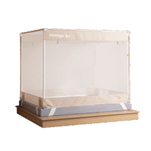 美朵嘉【Air】A类家用婴儿防摔围栏蚊帐三开门浅米色1.8米【网眼加密】