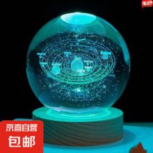 台灯桌面小夜灯摆件 太阳系彩色水晶球 USB款4元（需领券）