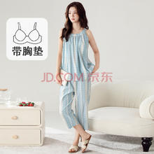 自带固定胸垫！达芙妮 女款夏季睡衣家居服套装 MJX36092# XXL￥34.9