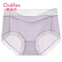 Ordifen 欧迪芬 女士内裤女夏季薄款透气简约时尚中腰蕾丝三角裤头 风信紫 1条 XL