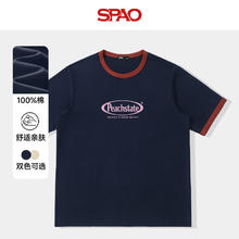 SPAO 纯棉短袖T恤男女同款 藏青/和平粉29.5元（需买2件，需用券）