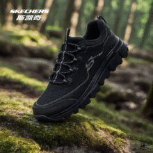斯凯奇（Skechers）男士轻盈耐磨运动风绑带户外鞋237704 全黑色/BBK 45.5