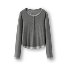 Semir 森马 t恤女短款修身内搭25年春秋假两件打底衫亨利领109125101001 灰色调00322 M69元