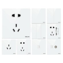 德力西玻璃大板家用开关插座镜面 多款可选9.9元