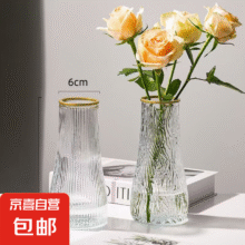 玻璃花瓶  透明描边水波纹（17*5.5*8） 1个装1元