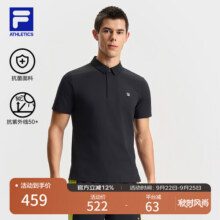 FILA 大满贯POLO|斐乐官方男装针织POLO2025夏新款网球运动抗菌短袖 深黑-BK S 165/88A/S522元