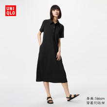 UNIQLO 优衣库 女装针织POLO连衣裙短袖裙子显瘦通勤480635 09 黑色 XS /150/76A券后74.1元