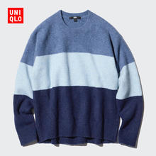 UNIQLO 优衣库 女装souffle yarn舒芙蕾圆领拼色针织衫/毛衣毛衫473051 64 湖蓝色 XS /150/76A64元