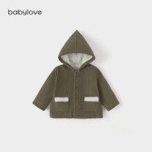 babylove婴幼儿秋冬外套夹棉保暖宝宝灯芯绒连帽上衣小童外出防寒服 茶绿 8089元 (券后省100)