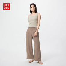 UNIQLO 优衣库 女装柔软磨毛松紧长裤/薄款宽松垂坠休闲裤475685 38 深褐色 XS /150/8044元（88元/2件）