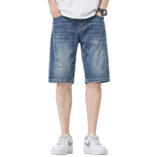 吉普（JEEP）高端男士牛仔短裤男2025夏季新款休闲宽松五分裤潮牌直筒中裤子男178元 (满600减30)