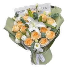 艾斯维娜鲜花速递玫瑰百合花混搭花束生日礼物全国同城配送 11朵香槟玫瑰+6朵白百合花束124.2元 (满80减3,券后省0.9)