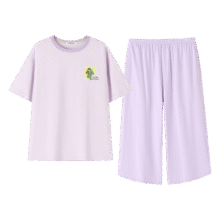 有棵树【100%棉 凉感抑菌】夏季女士薄款撞色短袖家居服套装可外穿68元（需领券）