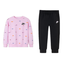 NIKE 耐克童装女童卫衣+长裤2件套秋季260克毛圈满印舒适儿童上衣 正黑色 110 /52 【建议身高98-104cm】239.4元 (券后省0.84)