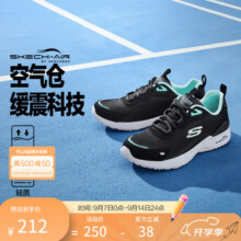 斯凯奇【记忆鞋垫】女鞋夏季运动鞋休闲复古通勤休闲鞋柔软回弹慢跑鞋 黑色/青绿色/BKTQ 35