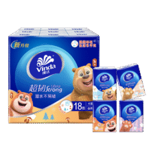 维达（Vinda）超韧手帕纸4层8张*18包 熊出没联名款 纸巾小包 开学/出行必备5.38元（需领券）
