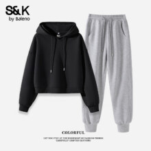 班尼路BALENOS&K  秋冬新款女装休闲连帽卫衣收脚裤运动套装75.9元（需领券，合37.95元/件）