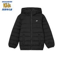 斯凯奇 儿童秋冬羽绒服 P424K076/P425K050 (纯色款)碳黑/0018 140 cm券后167元