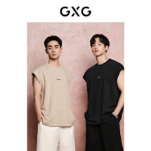 GXG男装  多色重磅水洗圆领背心男士上衣 24年夏季 深灰色 180/XL76.5元包邮