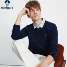 Navigare 意大利小帆船 25秋冬新款男士假两件衬衫领针织衫￥187.00 5.0折