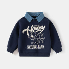 WELLKIDS 新款韩版童装 假两件卫衣 藏青 HONEY熊 110券后34.9元