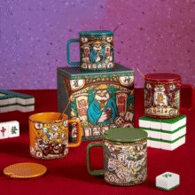 共禾京品 国潮四喜系列 带盖勺麻将马克杯 350~400mL￥17.81 1.3折