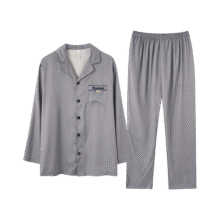 芬腾 【高级感绸面】丝滑翻领开衫简约纯色家居服男士长袖睡衣套装