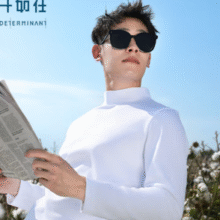 100%新疆长绒棉！十如仕 男士远红外整理100%纯棉中领内搭打底衫 T16 多色