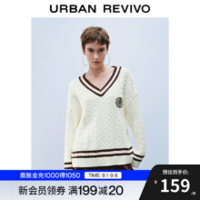 UR2025秋季新款女装美式学院风撞色徽章刺绣针织衫UYY950029 米白条纹 (偏宽松) XS114.5元 (券后省0.72)