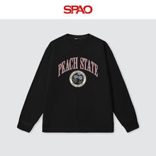 SPAO 纯棉圆领长袖T恤男女同款 黑/红蓝金樱子34.9元（需买2件，需用券）