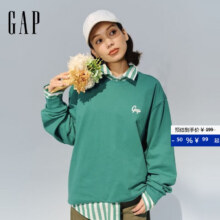 Gap男女装2025春季新款钩针logo圆领长袖T恤简约百搭上衣723828 青绿色 L (175/96A)亚洲尺码44元