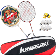 川崎（KAWASAKI）羽毛球拍双拍超轻碳素中杆对拍KD-1蓝红（已穿线+6球+手胶+拍包）119元 (券后省10,月销3000+)