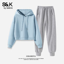 Baleno 班尼路 S&K系列秋冬新款女装 雾霾蓝#纯色+灰#纯色 XL
