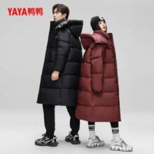 326g充绒，YAYA 鸭鸭 女士90鸭绒过膝长款加厚极寒连帽羽绒服YE2B625171H新低254.5元包邮