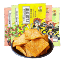 花椒锅巴薯片馍片办公室解馋小零食网红小吃爆款追剧食品大礼包 花椒锅巴-6袋（约108g）7元
