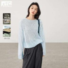 1日10点、超V会员：DUIBAI 对白 春秋装纯色卷边领口落肩毛衣女式长袖针织衫81元包邮