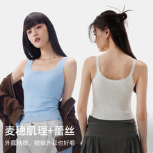半练 蕾丝白色吊带背心女2024内搭带胸垫显瘦美背清纯上衣外穿券后84元