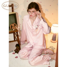 果壳（Gukoo）睡衣女春秋hellokitty粉色波点花边女士家居服套装可外穿 果酱粉M279元
