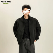 Foss Phil工装飞行夹克男士春秋季美式立领户外棒球服外套上衣26188黑色L74.5元（需领券）