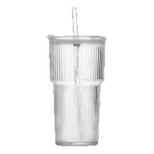 大容量竖纹吸管杯玻璃杯 竹节杯【单只】600ml（买一送一）7.1元（合3.55元/件）