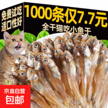 小鱼干猫猫零食宠物冻干多春鱼无盐猫咪增肥发腮猫粮营养训练磨牙 【约1600条】无盐淡水河鱼200g4.89元（需领券）