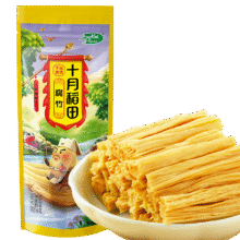 PLUS会员: 十月稻田 纯黄豆腐竹 220g 手工头层腐竹 黄豆制品 素肉炒菜凉拌火锅 干货6.33元