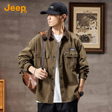 Jeep 吉普 宽松复古衬衫男工装休闲潮牌牛仔夹克男装108元