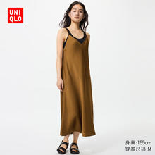 UNIQLO 优衣库 女装缎纹吊带连衣裙缎面裙子内搭显瘦480631 34 驼色 S /155/80A券后54元