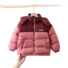 KIDS NALA 【反季福利】男童棉服冬季儿童中大童装保暖加厚连帽棉衣简约棉袄