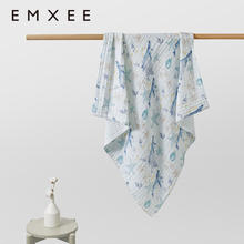 EMXEE 嫚熙 婴儿纱布浴巾纯棉宝宝新生儿童浴巾大尺寸洗澡包裹包巾 海底空间 110×110cm
