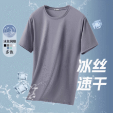 冰丝运动t恤男士大码短袖夏季运动透气凉感网眼上衣体恤半袖sj 黑色 3XL7.99元（券后1.99）
